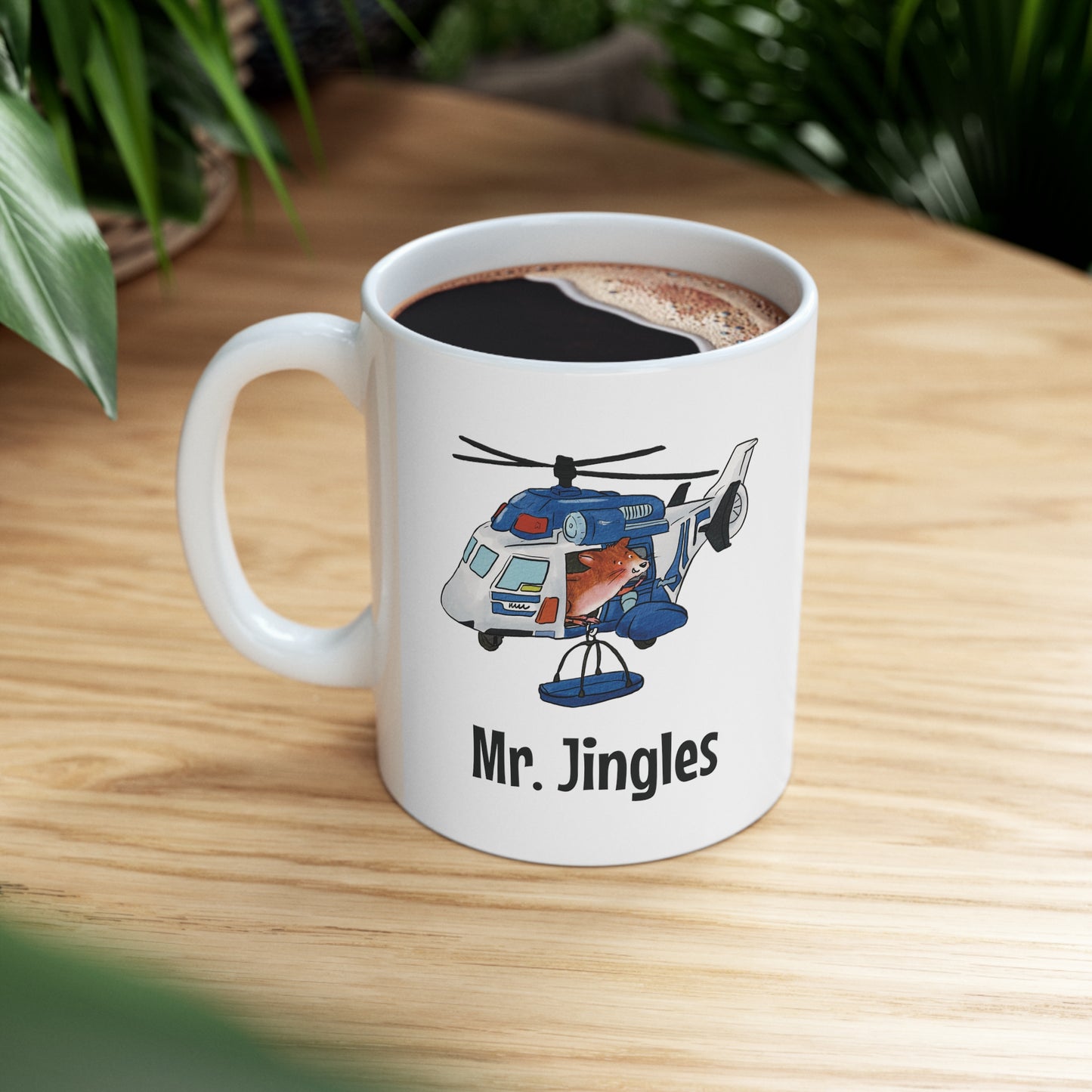 Mr. Jingles (black) Helicopter Mug - US